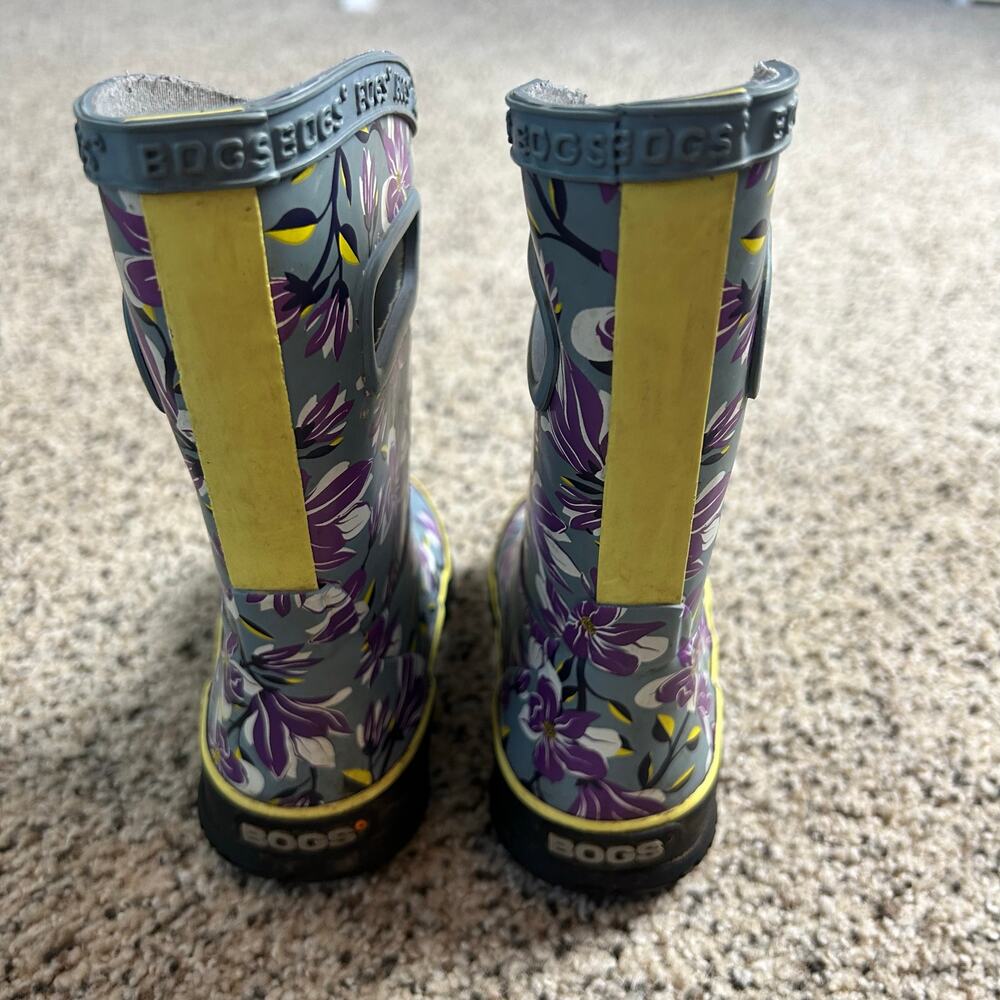 Bogs Infants Rain Boots Size 7 Waterproof Purple Flower Winter - Picture 7 of 7
